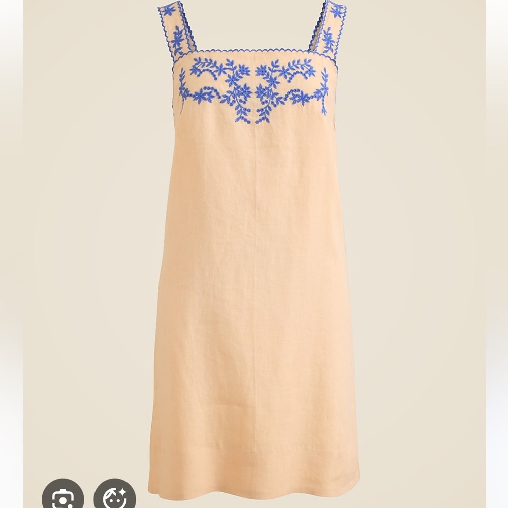 J. Crew Cream Mini Dress with Blue Embroidery - Picture 4 of 4